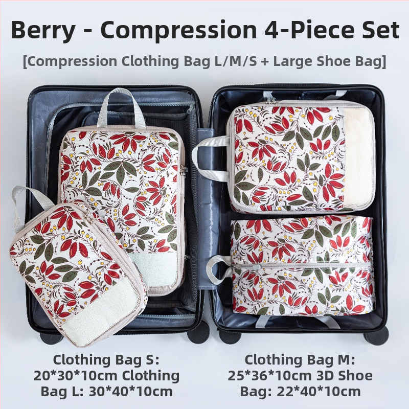 4-частен комплект за пътуване за компресирано съхранение с принт – PP материал