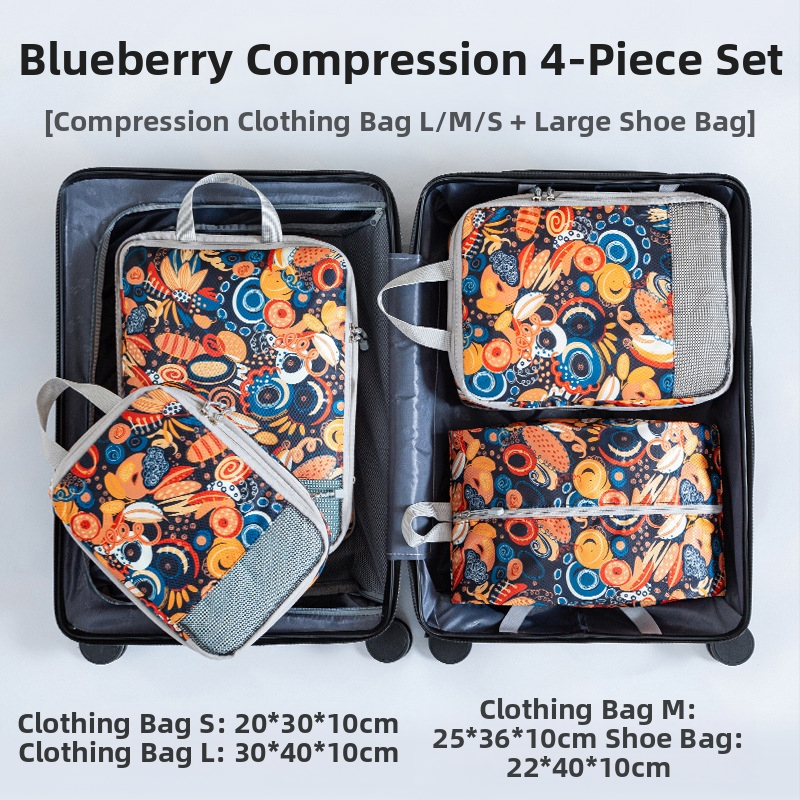 4-частен комплект за пътуване за компресирано съхранение с принт – PP материал