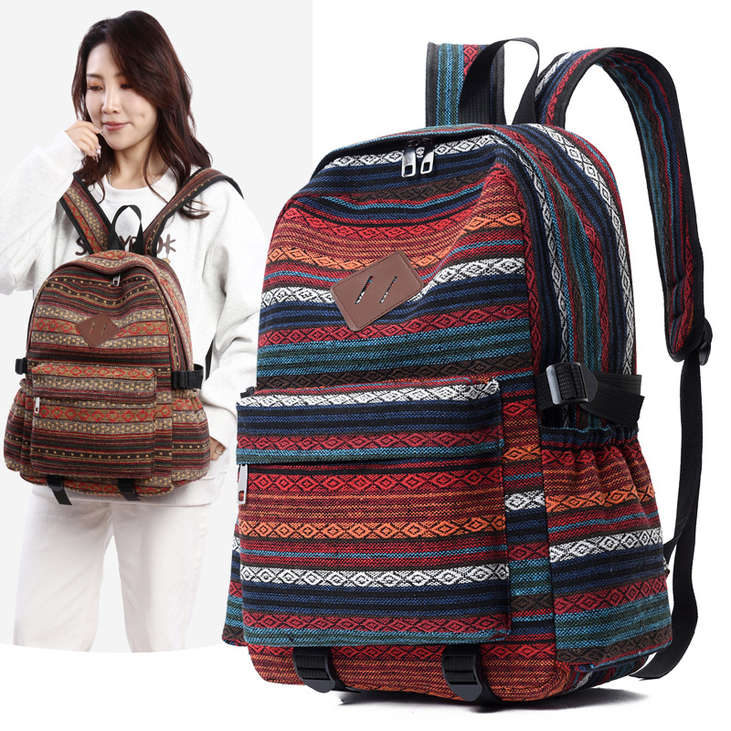 Prúžkovaný batoh s mestským štýlom, nylon, kapacita 20–35 L
