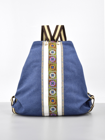 Vászon hátizsák geometriai mintával, 36-55L kapacitás, pamut bélés, kopásálló