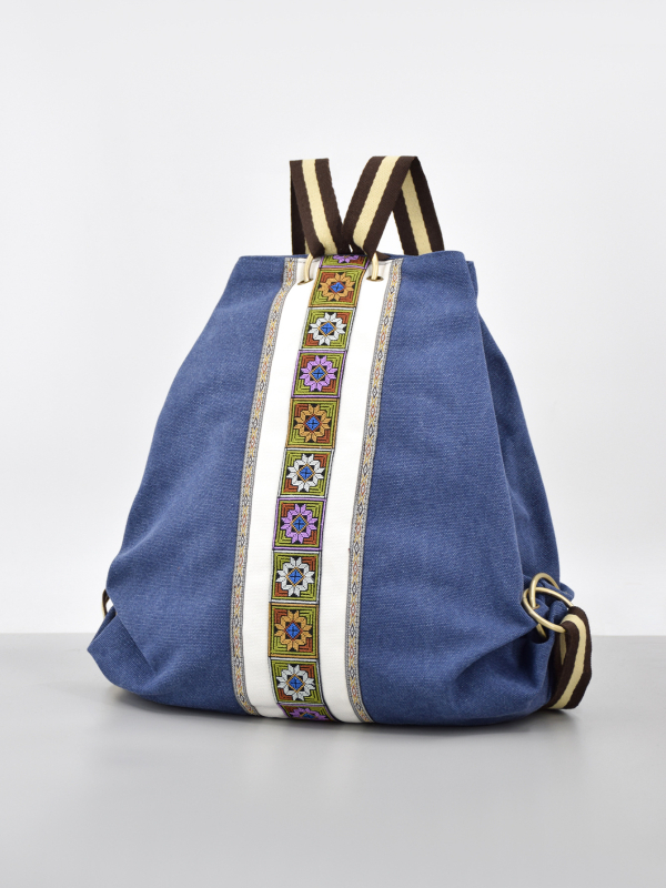 Vászon hátizsák geometriai mintával, 36-55L kapacitás, pamut bélés, kopásálló