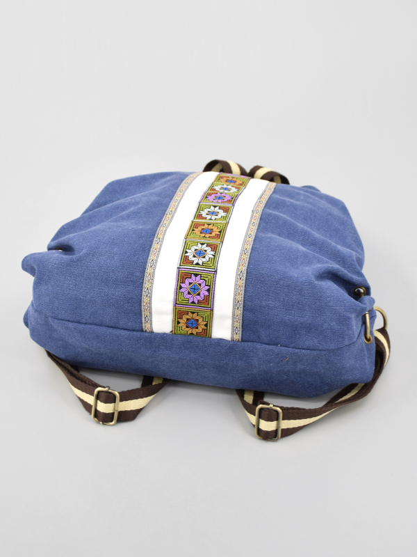 Vászon hátizsák geometriai mintával, 36-55L kapacitás, pamut bélés, kopásálló