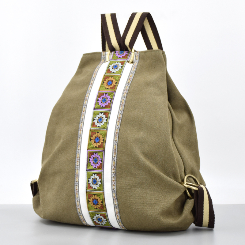 Vászon hátizsák geometriai mintával, 36-55L kapacitás, pamut bélés, kopásálló