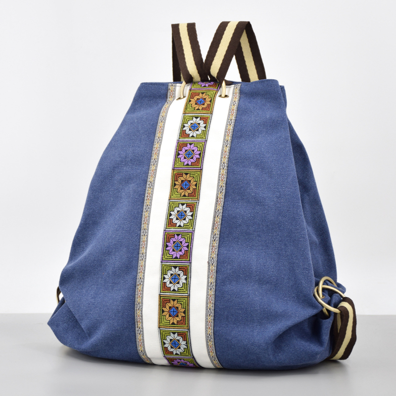 Vászon hátizsák geometriai mintával, 36-55L kapacitás, pamut bélés, kopásálló