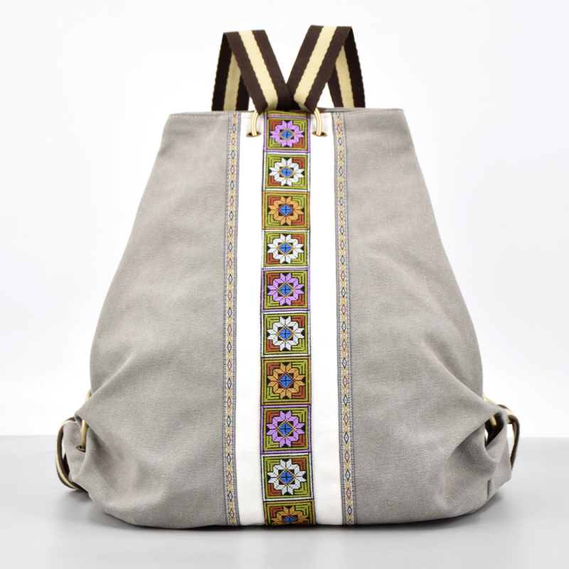 Vászon hátizsák geometriai mintával, 36-55L kapacitás, pamut bélés, kopásálló