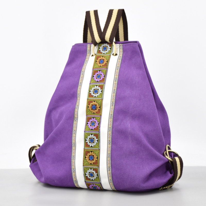 Vászon hátizsák geometriai mintával, 36-55L kapacitás, pamut bélés, kopásálló