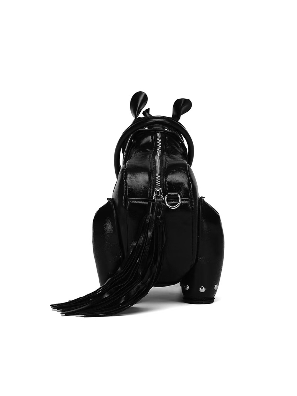 PU anyagú póni formájú keresztpántos táska — cipzár, poliészter bélés, tavasz 2025