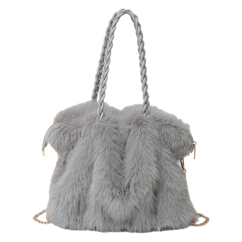 Taška Tote v street fashion štýle, plyšový materiál, zapínanie na zips, horizontálne štvorcový tvar, polyesterová podšívka