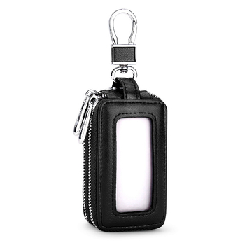 Τσάντα κλειδιών - PU δέρμα, διπλό φερμουάρ, μεγάλη χωρητικότητα, unisex, αντι-κλοπή, επένδυση από γνήσιο δέρμα