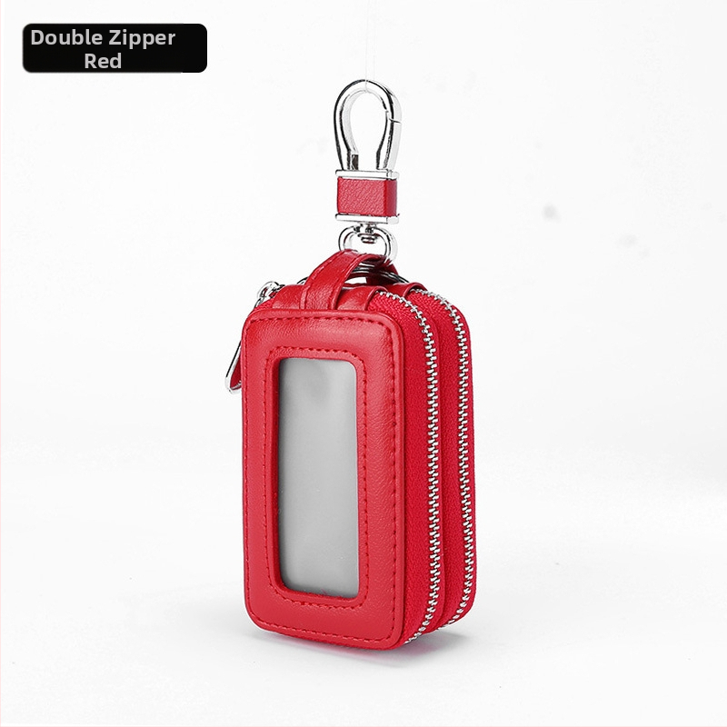 Torba za ključeve - PU koža, dvostruki zatvarač, velika kapaciteta, unisex, zaštita od krađe, podstava od prave kože