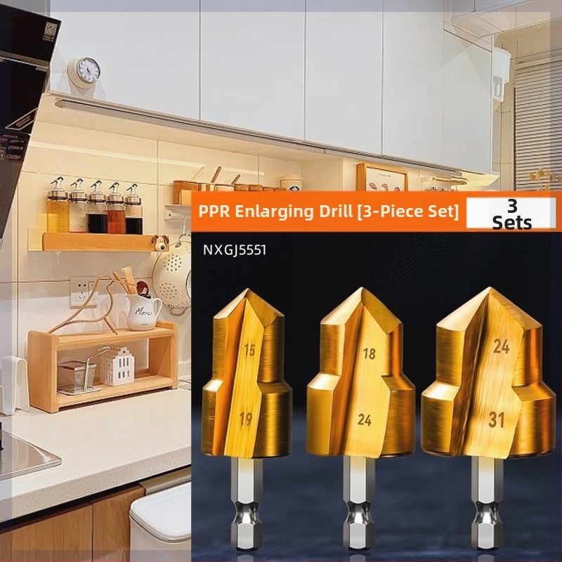 Буров инструмент с шестостенна дръжка за разширяване на отвори и фаски, за PPR водопровод и дърво; стъпков бур