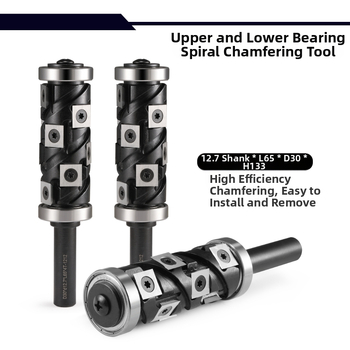 Frez za drvo s gornjim i donjim ležajem, spiralna oštrica, zamjenjiva oštrica, šaft 12,7 mm