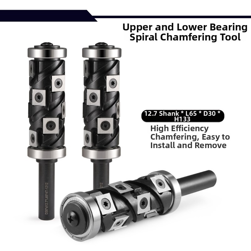 Frez za drvo s gornjim i donjim ležajem, spiralna oštrica, zamjenjiva oštrica, šaft 12,7 mm