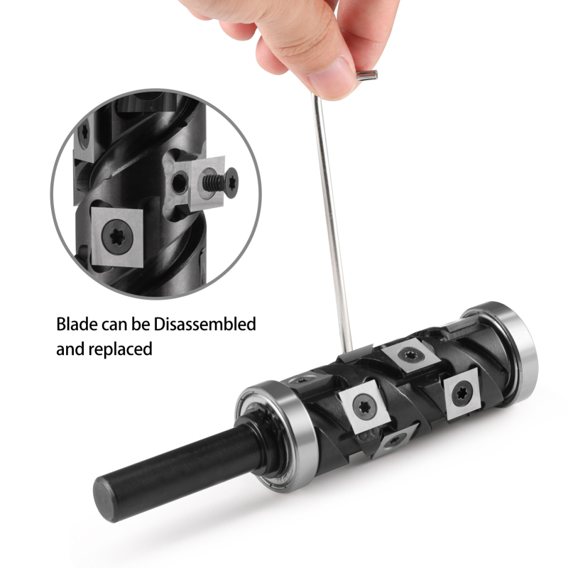 Frez za drvo s gornjim i donjim ležajem, spiralna oštrica, zamjenjiva oštrica, šaft 12,7 mm