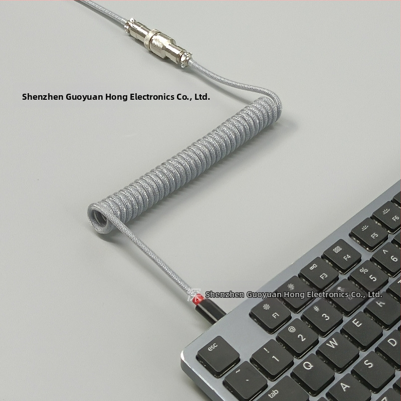 Клавиатурен кабел с авиационен конектор, спирален меден проводник, дължина 1.5 m, никелирано покритие, OEM наличен