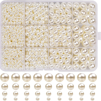 DIY бижута от мънини: гривна и колие, 1320 броя, ABS материал, имитационни перли, бароков стил, кръгли мънини