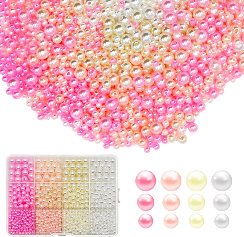 DIY бижута от мънини: гривна и колие, 1320 броя, ABS материал, имитационни перли, бароков стил, кръгли мънини