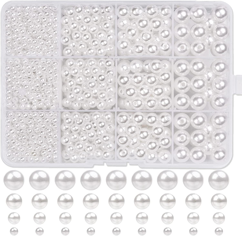 DIY бижута от мънини: гривна и колие, 1320 броя, ABS материал, имитационни перли, бароков стил, кръгли мънини