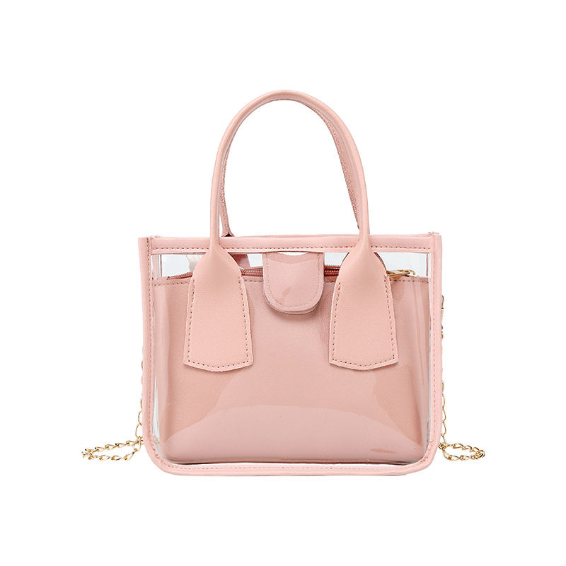 Reťazová taška PVC, street trend štýl, tote taška, vodorovný štvorcový tvar, zips