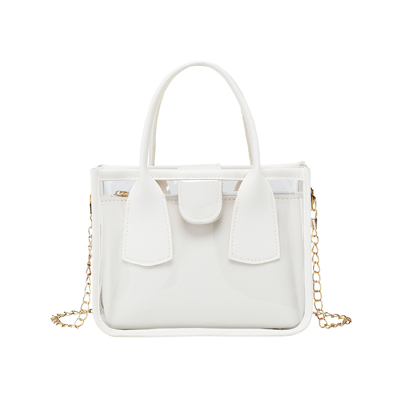 Grandinės rankinė PVC, gatvės stilius, Tote rankinė, horizontalios kvadrato formos, užtrauktukas