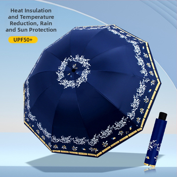 Ruoyu saulės skėtis su 10 plieno rėmų, UPF > 50, 190T audinys su vinilo danga, rankinis atidarymas uždarymas, sulankstomas
