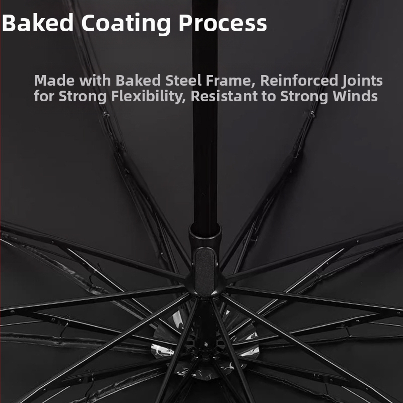 Ruoyu Слънчев чадър с 10 стоманени ребра, UPF>50, плат 190T с винилово покритие, ръчно отваряне и затваряне, сгъваем