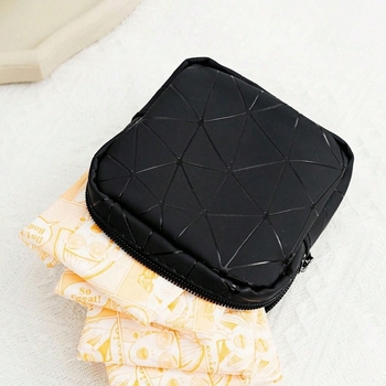 Τσαντάκι αποθήκευσης γυναικείων σερβιέτων, κυβοειδές σχήμα, PU υλικό, αδιάβροχο, κατάλληλο για ταξίδια, πολυλειτουργικό