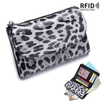 RFID novčanik s leopardim uzorkom – koža prve sloje tele, ženski clutch s velikim kapacitetom