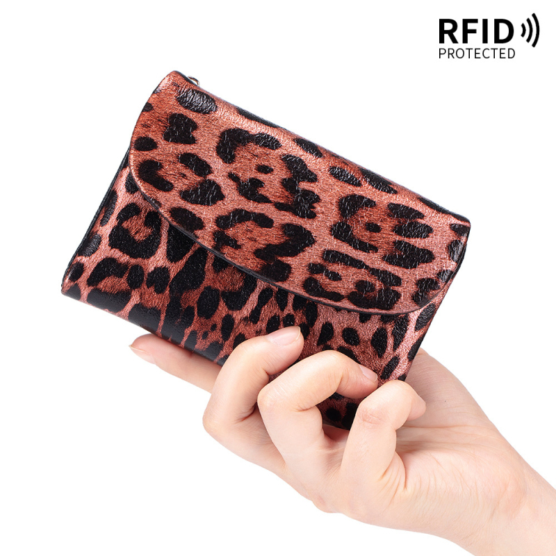 RFID novčanik s leopardim uzorkom – koža prve sloje tele, ženski clutch s velikim kapacitetom