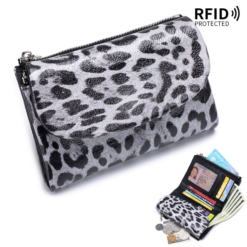 RFID novčanik s leopardim uzorkom – koža prve sloje tele, ženski clutch s velikim kapacitetom