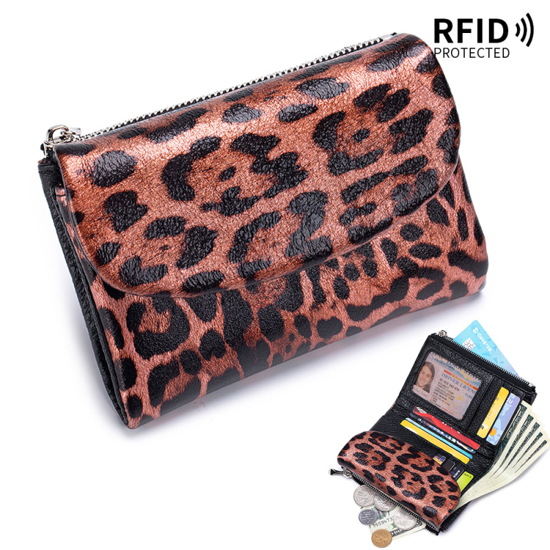 RFID novčanik s leopardim uzorkom – koža prve sloje tele, ženski clutch s velikim kapacitetom