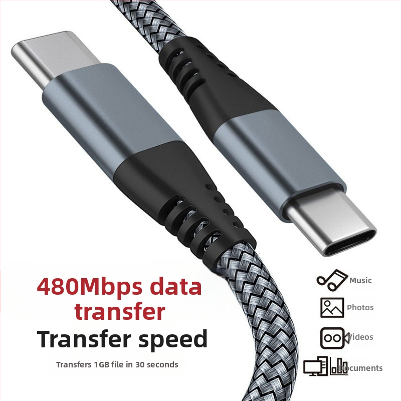 Type-C kábel s nylonovou textúrou pre rýchle nabíjanie 60W, vhodný pre tablety, počítače a mobilné telefóny