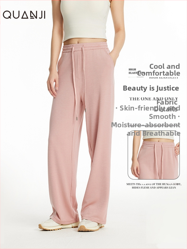 Moteriški tiesių kelnių - regeneruotos celiuliozės pluoštai, tiesus pjūvis, vasara 2024, japonų-korejiečių laisvalaikio stilius, vidurio juosmuo