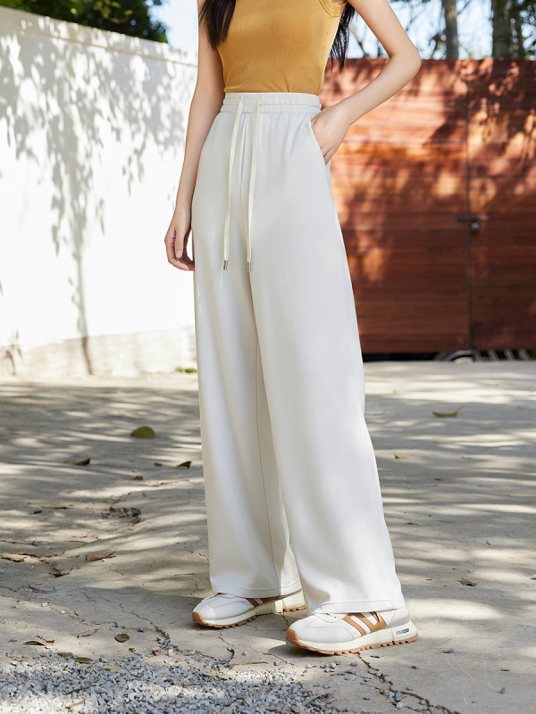 Pantaloni femei drepti - fibre de celuloză regenerată, croială dreaptă, vară 2024, stil casual japonez-coreean