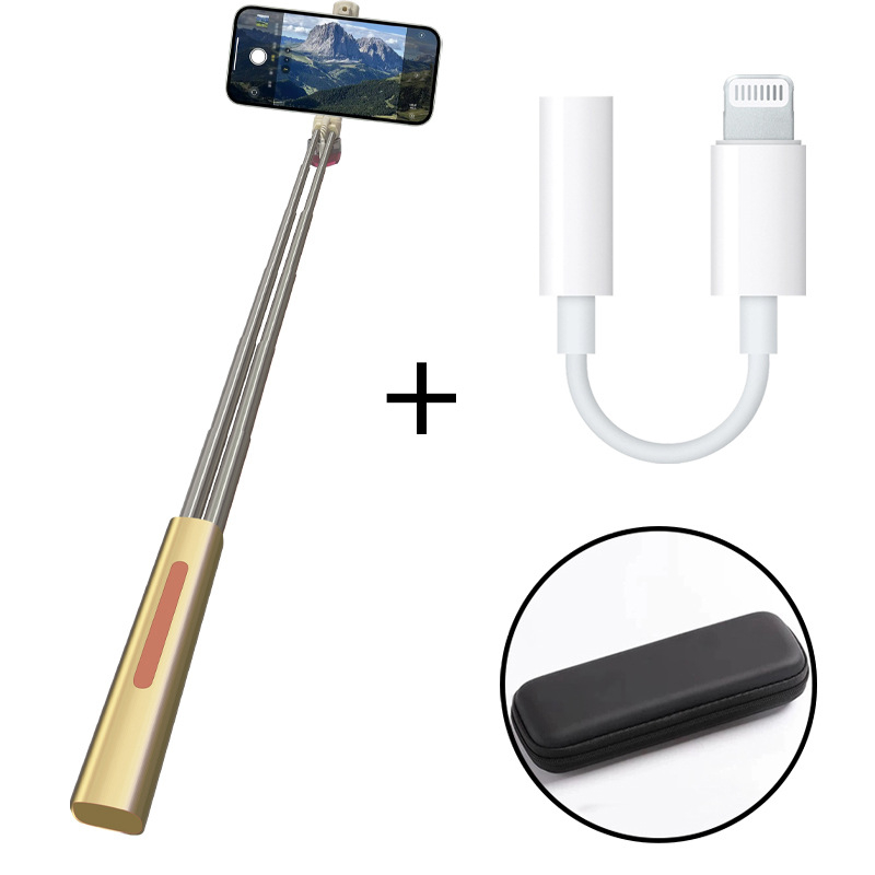 Алуминиев селфи стик за Android, iPhone и Huawei с Type-C конектор — без Bluetooth, без дистанционно, стабилизация