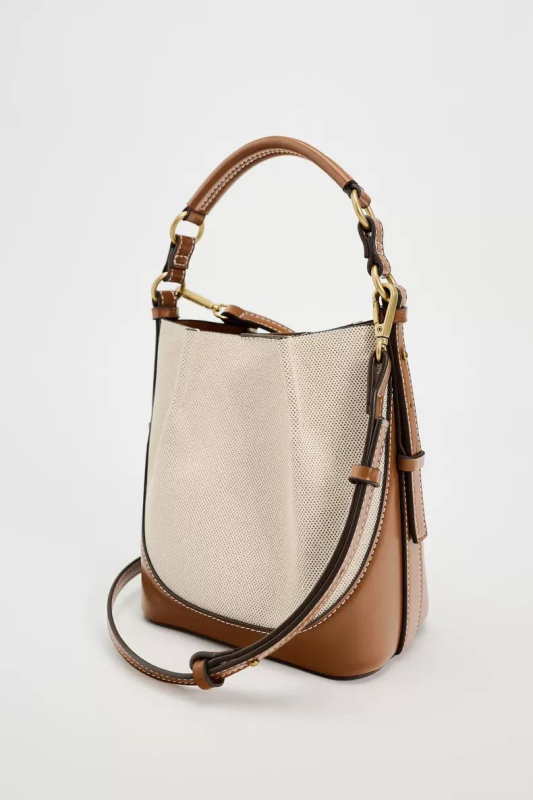 Moteriška PU cilindrinė rankinė, kanvos pamušalas, užtrauktukas, dvigubi pečių dirželiai