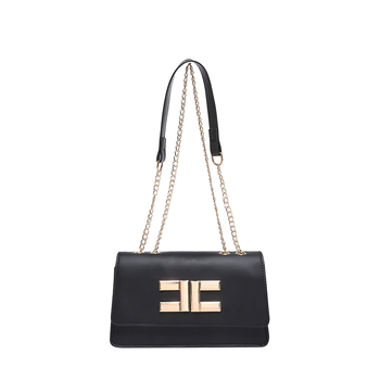 Μικρή τσάντα με αλυσίδα PU — οριζόντια τετράγωνη μορφή, κλείσιμο με καπάκι, επένδυση από συνθετικό δέρμα, θήκη για κινητό, μία μακριά λουρί