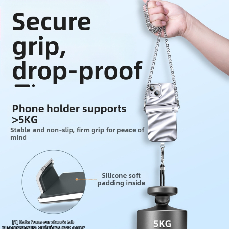 Lanyard na mobil s kovovým pásom, nastaviteľná kovová spona, elektroplatovaný povrch, unisex