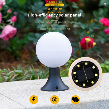 Ηλιακή σφαίρα λαμπτήρας εξωτερικού κήπου – LED, 5W, αυτονομία 6–12 ωρών, αδιάβροχο για εξωτερικούς χώρους, μηχανικός διακόπτης