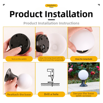 Ηλιακή σφαίρα λαμπτήρας εξωτερικού κήπου – LED, 5W, αυτονομία 6–12 ωρών, αδιάβροχο για εξωτερικούς χώρους, μηχανικός διακόπτης