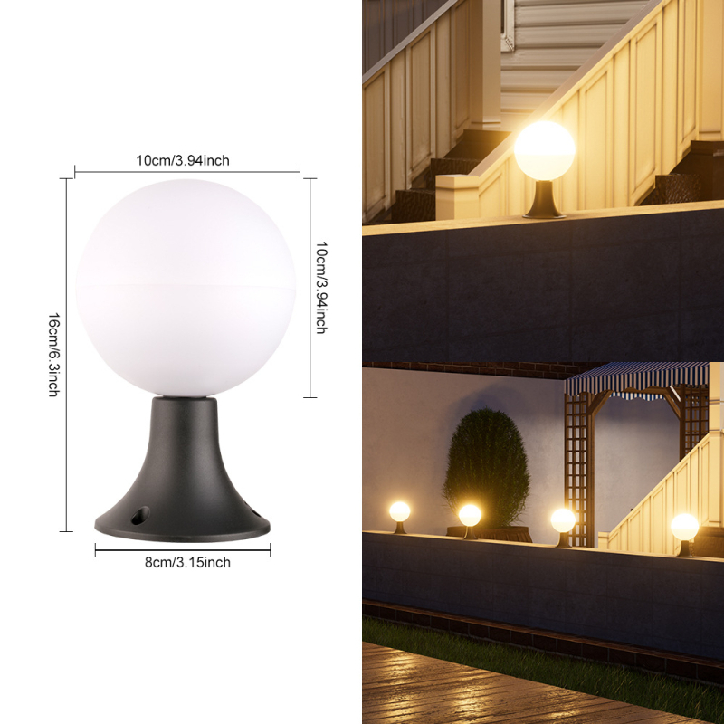 Solarna sfera svjetiljka za vanjsku upotrebu – LED, 5W, trajanje rada 6–12 sati, otporna na kišu, ručni prekidač