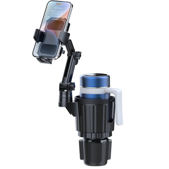 Автомобилен държач за телефон и чаши със сгъваеми рамене, 2 в 1 за навигация