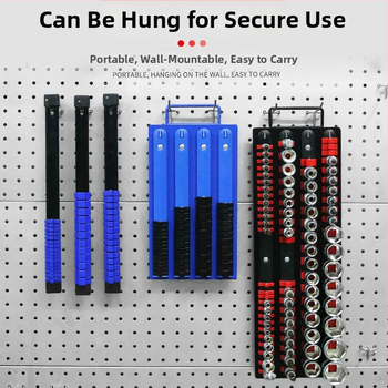 Органайзер за торцеви гнезда и битове – сплавна стомана; предназначение: съхранение на торцеви гнезда; тип: рафт/органайзер за гнезда