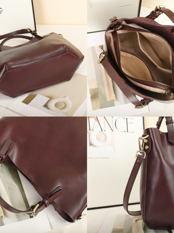 Bucket torba s jednim naramenjem – vrhunska teleća koža, zatvaranje na zip, unutarnji džepovi za telefon i skriveni džep sa zipom, poliester podstava, gradski minimalistički stil