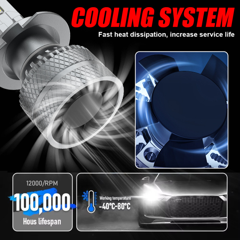 Λαμπτήρες LED προβολέων για H1/H4/H7/H11 – 12V, 35W, 5500LM, IP68, διάρκεια ζωής 50.000h