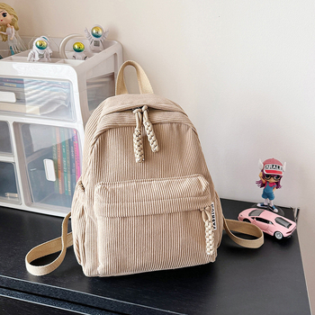 Corduroy σακίδιο unisex, αστική απλότητα; χωρητικότητα 56–75 L, συμβατό με φορητό υπολογιστή 9 ιντσών, εργονομικό πίσω πάνελ, πολυεστερική επένδυση