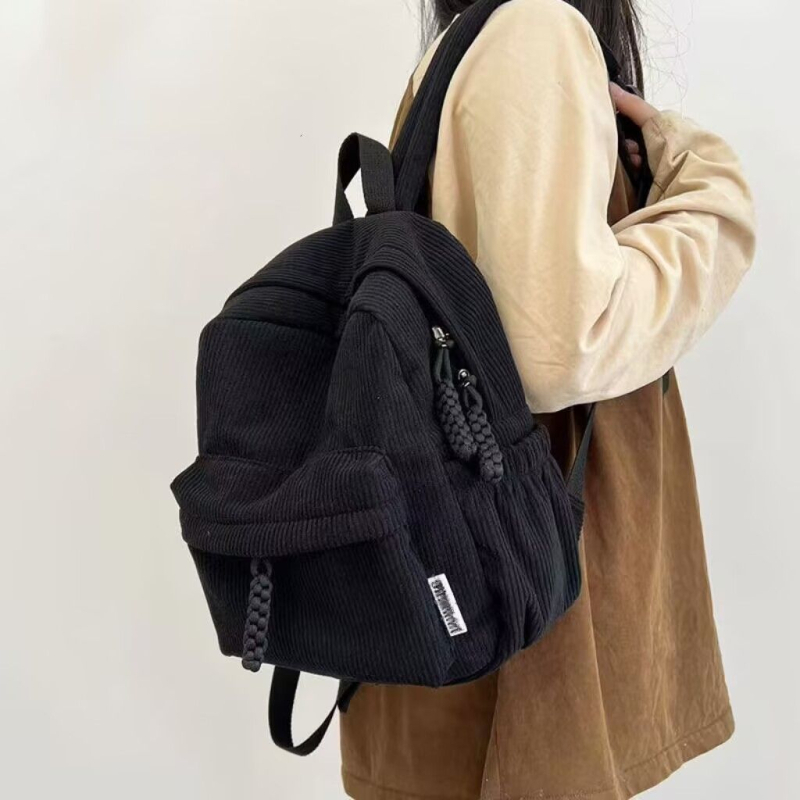 Batoh Corduroy pre unisex, mestská jednoduchosť; objem 56–75 L, kompatibilný s 9-palcovým notebookom, ergonomický chrbtový panel, polyesterová podšívka