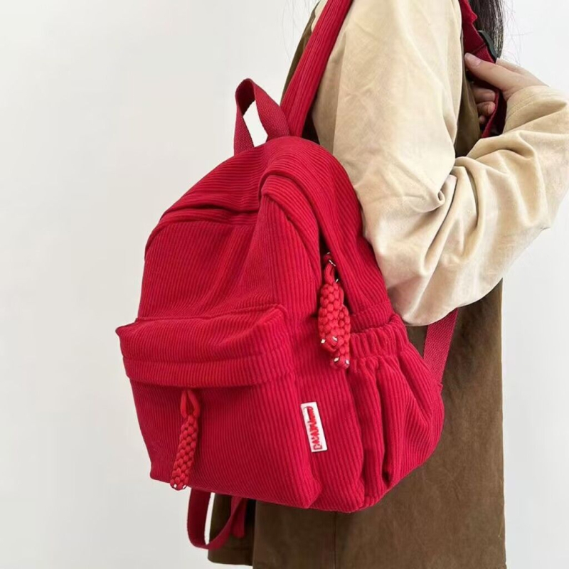 Batoh Corduroy pre unisex, mestská jednoduchosť; objem 56–75 L, kompatibilný s 9-palcovým notebookom, ergonomický chrbtový panel, polyesterová podšívka