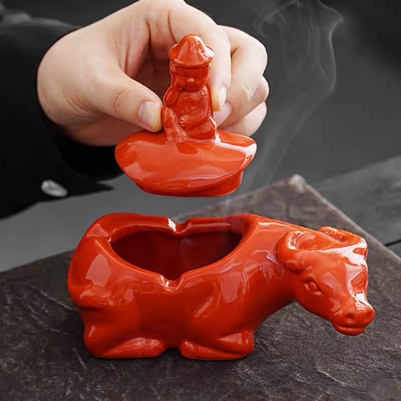 Keramický popolník tvaru kraba s viečkom, čajové zvieratko dekor pre kanceláriu a domov, čínske štýl