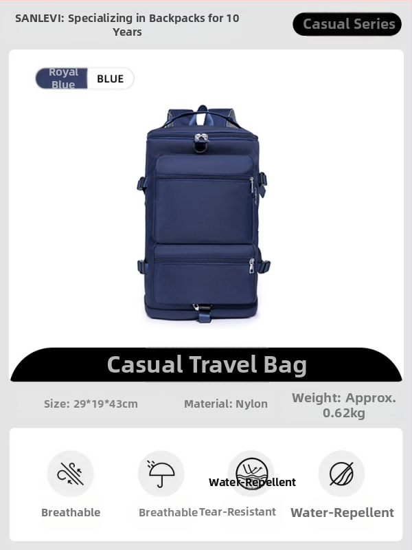 Unisex cestovný batoh 20–35L, nylon, vodeodolný a odolný voči opotrebeniu, mestský štýl, leto 2024